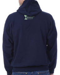 Men's Recycled Hoodie - Navy Blue Pullover - Green Stem
