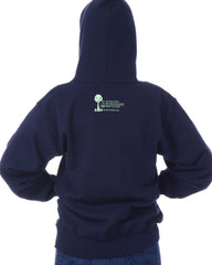 Women's Recycled Hoodie - Navy Blue Pullover - Green Stem
