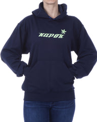 Women's Recycled Hoodie - Navy Blue Pullover - Green Stem