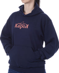 Women's Recycled Hoodie - Navy Blue Pullover - Coral Shark