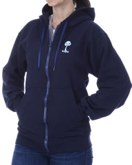 Women's Recycled Hoodie - Navy Blue Zip